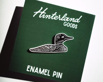 Common Loon Black and White Enamel Pin