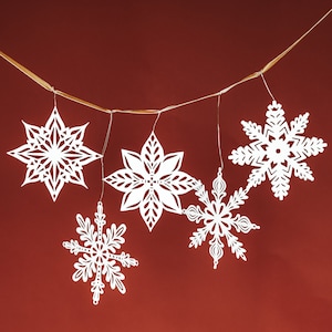 Paper Snowflakes set of 5 Holiday Decor image 2