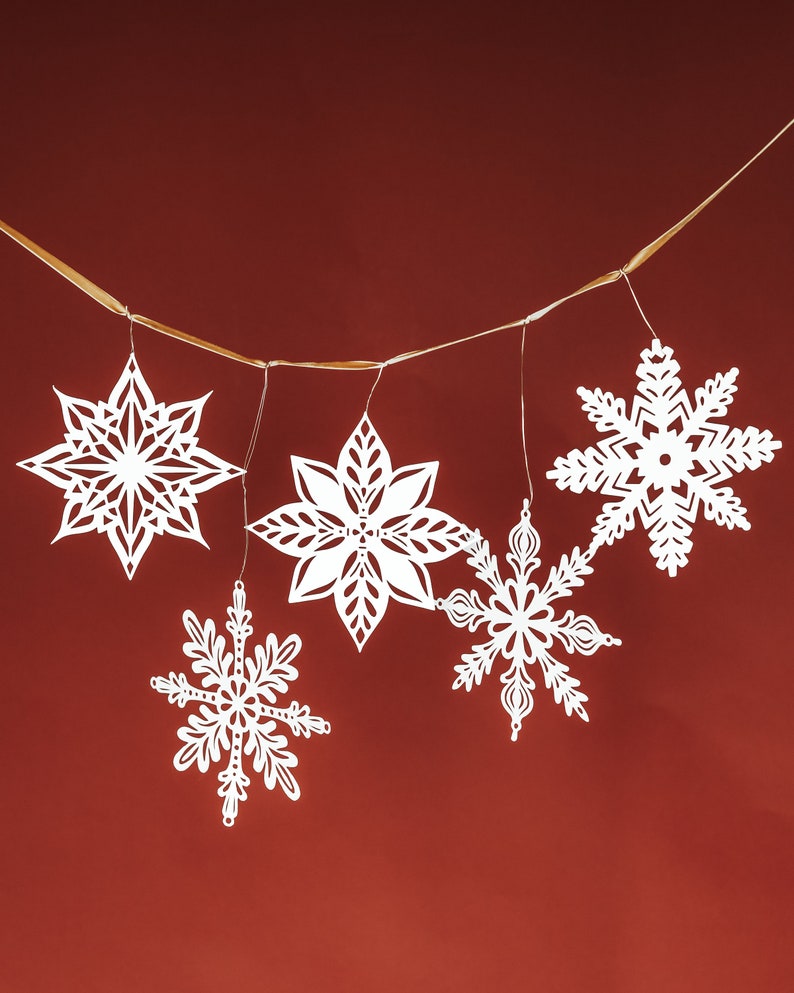 Paper Snowflakes set of 5 Holiday Decor image 2