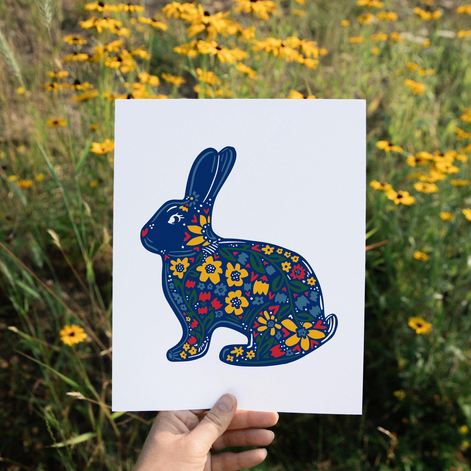 Bunny Wall Art-Woodland Nursery Art-Nordic-Folk-Scandinavian-Minimal