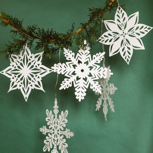 Paper Snowflakes set of 5 Holiday Decor image 7