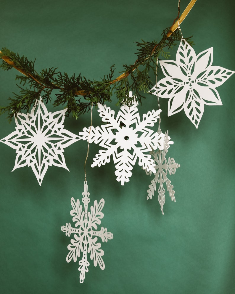 Paper Snowflakes set of 5 Holiday Decor image 7