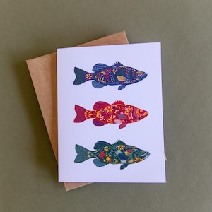 Cartão de felicitações de peixe - Cartão em branco - Vida no lago - Verão - Gone Fishin'