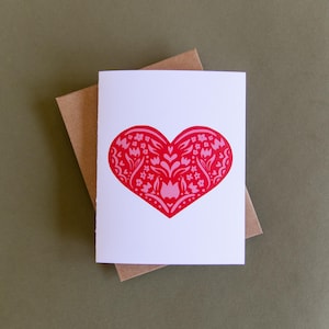 Coeur floral - carte vierge - carte - cadeau - design nordique - coeur scandinave - carte de Saint Valentin