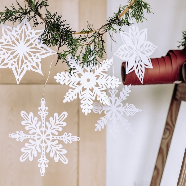 Paper Snowflakes set of 5 Holiday Decor