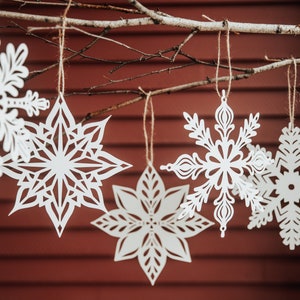 Paper Snowflakes set of 5 Holiday Decor image 4