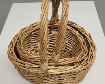 Set of 2 Child Baskets for Book Day, Weddings, Flower Girls & Easter Sizes Mini and Small. Mini 14cm x12 cm x 5cm; Small 17.5cm x15cm x5.5cm