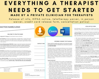 Client Forms Customizable (Intake/Release of Info/Privacy Policy/Teletherapy/In Person Waivers) - Counselors/Therapists/Coaches!