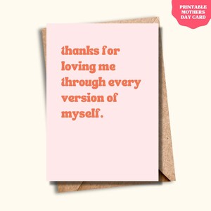 Cute Mother’s Day Card - Thanks For Loving Me - Digital Download - Funny Cute Mom Card - Instant Download - DIY Mother&#39;s Day Gift