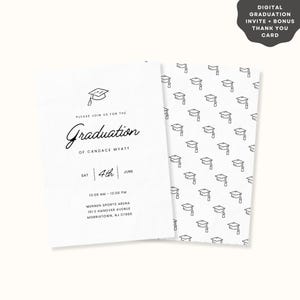 Abitur Einladung Vorlage & Danke Karte | Bearbeitbar Canva Grad Invite | Printable Graduation Party einladen | Jahrgang 2025 Ansage