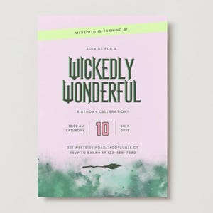Wicked Birthday Invitation Editable - Kids Editable Party Invite - Printable Girls Birthday Canva Template - Digital Download