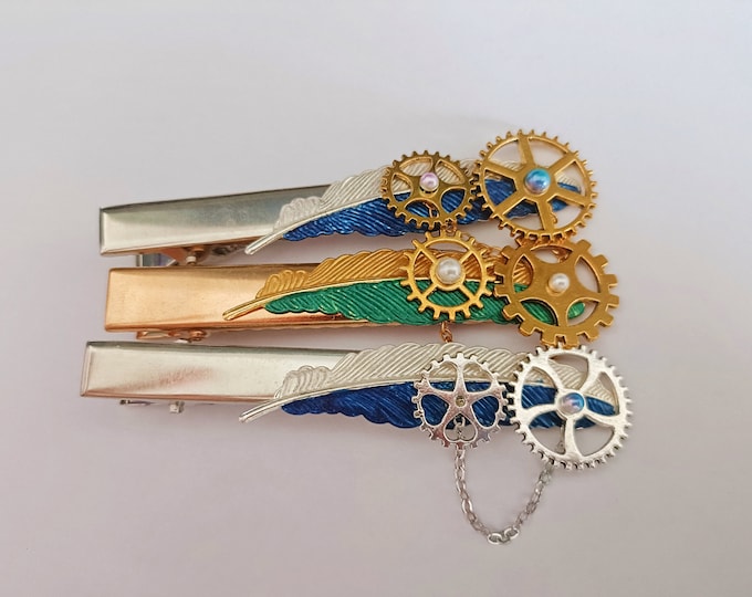 Feather hair clip| Steampunk hair clip| Hair Accessories| Hair Pins| Retro