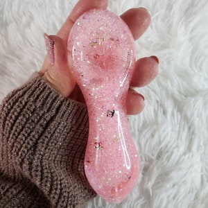 Pink Girly Freezable Glitter Glass Pipe  Color Changing Pipe