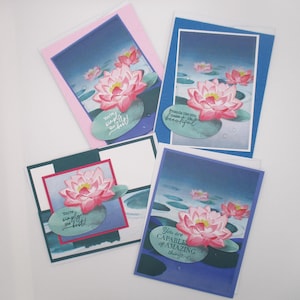 Handgemachte Lotusblumen Grußkarten - Inspirations- & Freundschaftskarten - Seerosenkunst - Innen leer - Ermutigungskarten