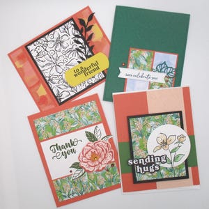 Ensemble de cartes de voeux faites main – Motifs botaniques et floraux | Cartes de remerciement, d'amitié, de célébration et d'encouragement | Blanc à l'intérieur