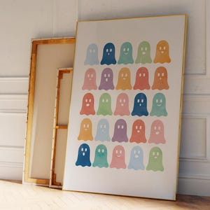 Rainbow Ghost Poster, Halloween Nursery Print, Cute Ghost Baby Playroom, Rainbow Boo Print, Seasonal Prints, Spooky Season, DIGITAL DOWNLOAD.