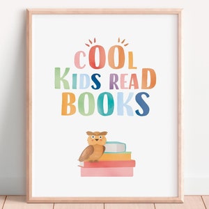 Cool Kids Read Books, Rainbow Classroom Decor, Toddler Room Decor, Playroom Poster, Homeschool Decor, Nursery Wall Decor, Digital Download