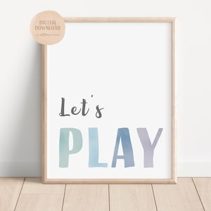 Lets Play Sign, Rainbow Nursery Wall Art, Playroom Sign, Kids Room Decor, Homeschool Decor, Kids Rainbow Playroom Decor, Digital Download