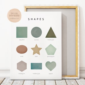 Formas Impresión Educativa, Arte Mural Infantil, Póster Infantil Montessori, Póster De Aprendizaje, DESCARGA DIGITAL