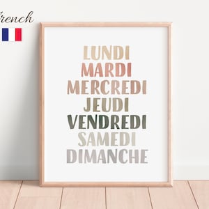 Französisches Lehrposter, Französische Klassenzimmer Drucke, Tage der Woche Poster, Spielzimmer Poster, Lernen Poster, Digitaler Download