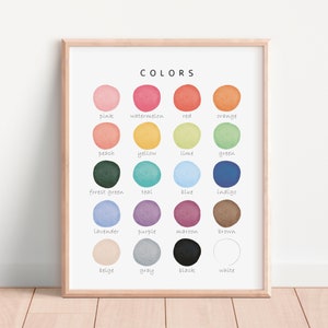 Affiche éducative de couleurs, affiche de Montessori, apprendre des couleurs, décor de salle de classe, affiche de couleurs, décor de salle de classe d'enseignant, téléchargement numérique