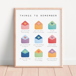 Things To Remember Poster, Coping Skills Poster, Therapist Office Decor, School Counselling Wall Art, Calming Corner, CBT, DIGITAL DOWNLOAD
