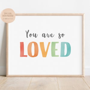 Eres tan amado cartel, decoración de la sala de juegos, impresiones de la guardería, decoración de la habitación del niño pequeño, arte de pared imprimible, letrero de la sala de juegos, DESCARGA DIGITAL