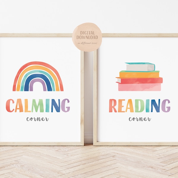 Rainbow Klaslokaal Decor, Montessori Kunst aan de Muur, Educatieve Posters, Reading Corner Poster, Calming Corner Poster, Digitale Download