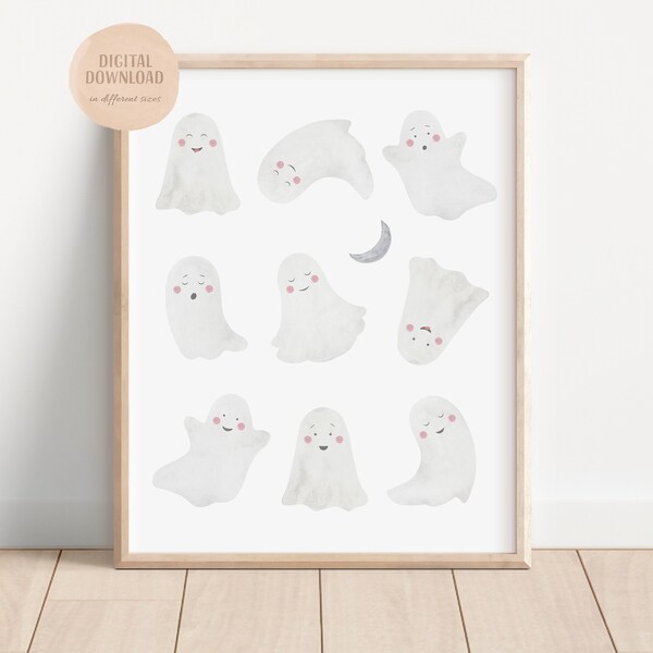 Little Ghost Print, Halloween Nursery Print, Cute Ghost Baby Playroom, Boo Print, Seasonal Prints, Spooky Season, DIGITAL DOWNLOAD