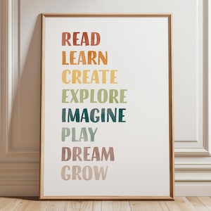 Rainbow Nursery Poster: Read, Learn, Create, Explore (Digital Download)