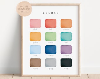 Colors Educational Poster, Montessori Poster, Learn Colors, Classroom Decor, Colors Poster, Teacher Classroom Decor, Digital Dowmload