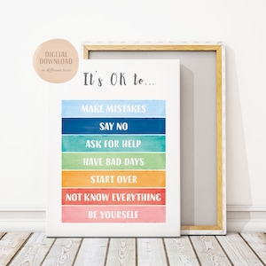 Gefühle Poster, It's Ok To Make Mistakes Poster, Montessori Wandkunst, Regenbogen Kinder Emotionen Druck, Homeschool Dekor, Digitaler Download