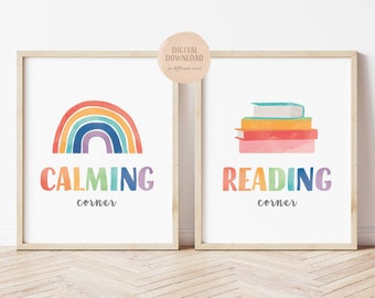 Rainbow Classroom Decor, Montessori Wall Art, Educational Posters, Reading Corner Poster, Calming Corner Poster, Digital Download