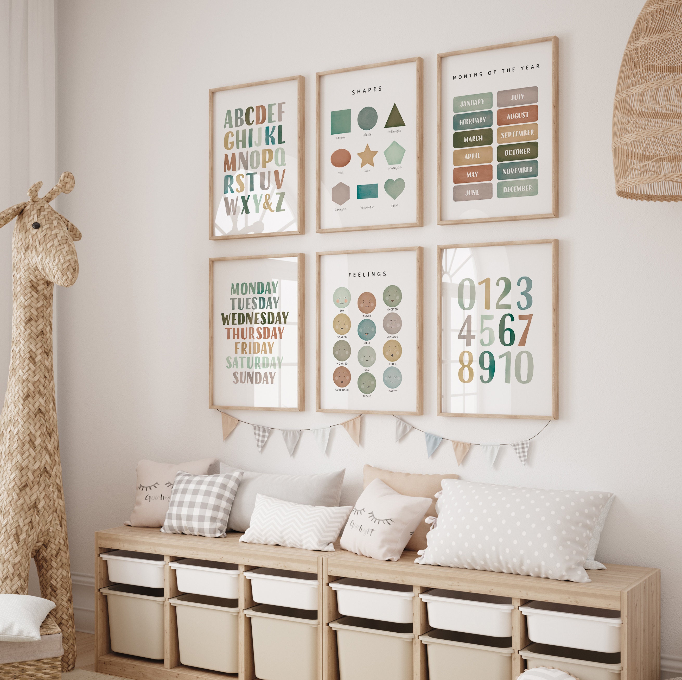 Earth Tones Set of 6 Nursery Posters, Neutral Kids Room Decor, Toddler ...