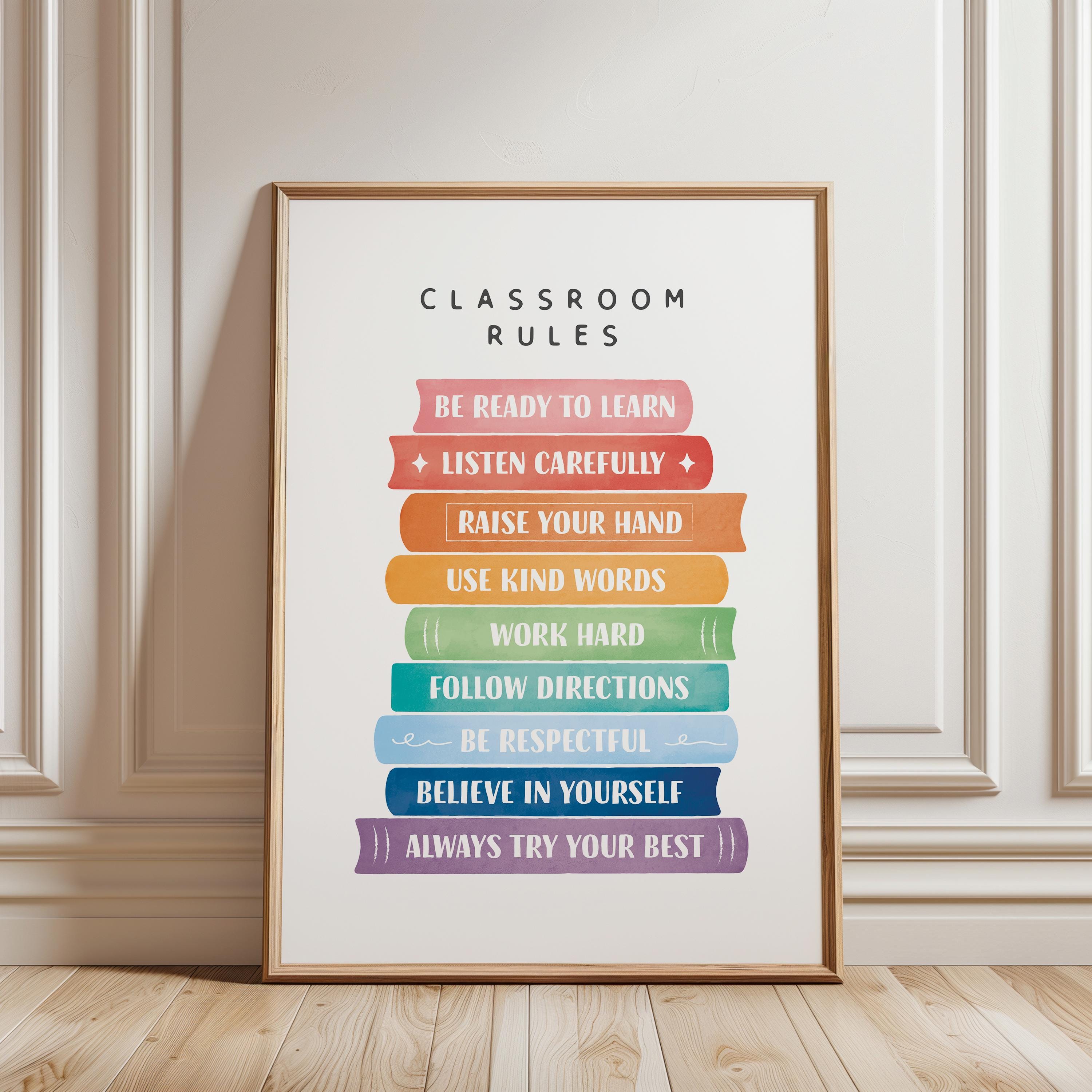 Rainbow Classroom Rules Poster: Positive Decor (digital Download - Etsy
