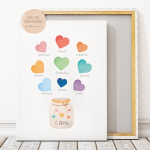 Kinder Positive Affirmation Poster, Tägliche Affirmationen Poster, Positives Spielzimmer, druckbare Wandkunst, Motivationsposter, DIGITALER DOWNLOAD