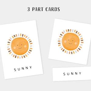 16 Weather Cards Montessori flashcards Pre-School Cards Rainbow Educational Printable Cards Instant Download image 2