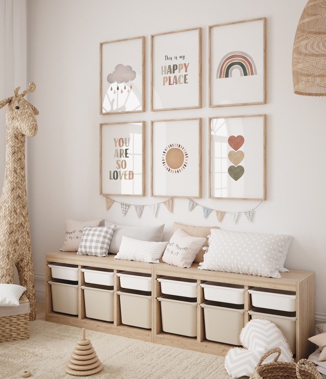 Set of 6 Nursery Posters, Neutral Kids Room Decor, Toddler Playroom ...
