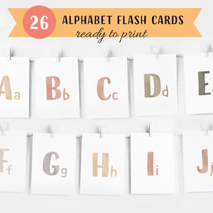 ABC Flash Cards, educatieve kaarten, A-Z kaarten, Leer ABCs, Alfabet Flashcards, Kids Neutral Colors Alphabet, DIGITALE DOWNLOAD