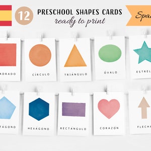 12 regenboogvormen-flitskaarten in het Spaans, kleuterschoolmaterialen, homeschool-printables, montessorimaterialen, DIGITALE DOWNLOAD