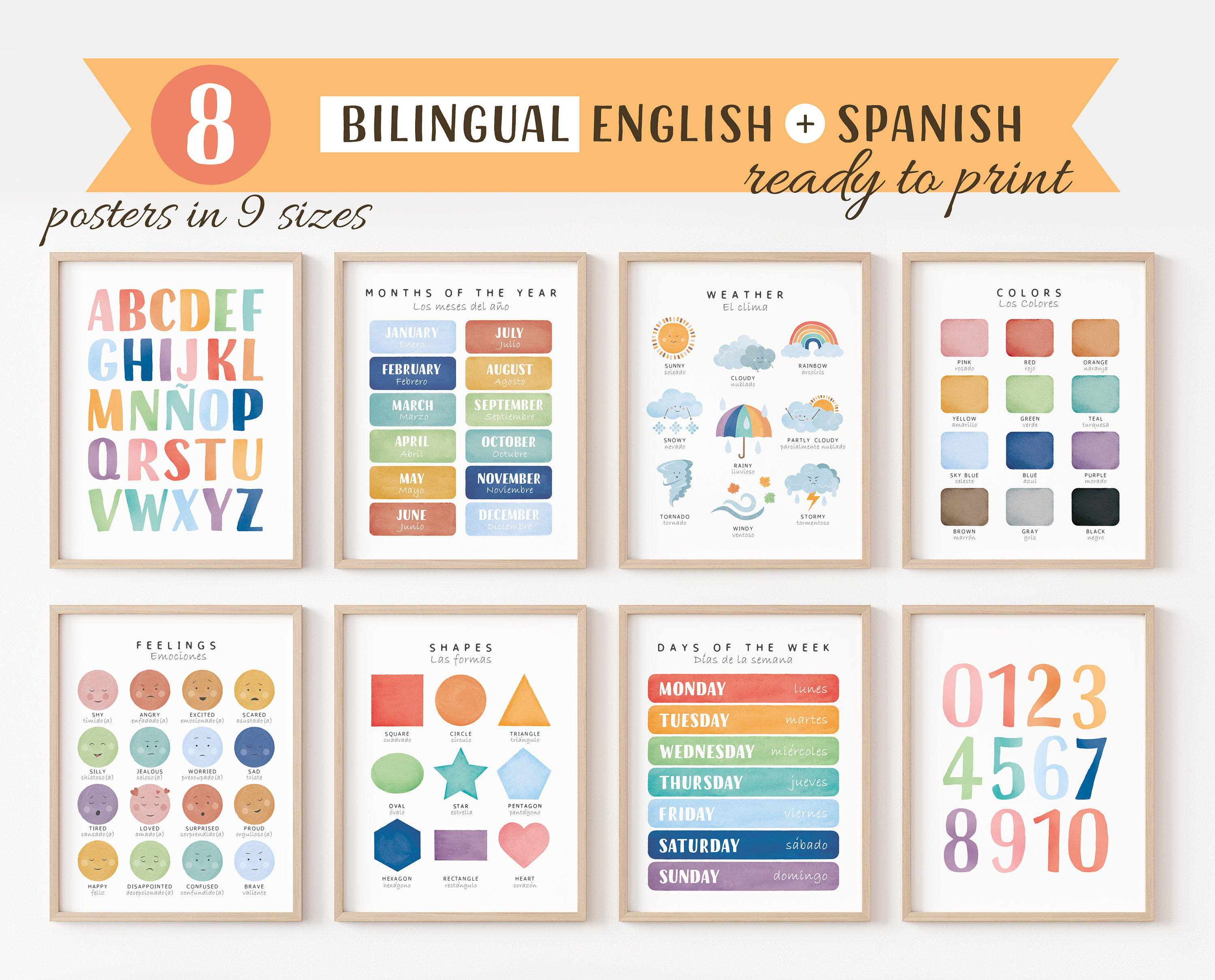 El Alfabeto Spanish Educational Posters for Kids Alphabet Bilingual Classroom and Homeschool Learning Visual Aid and Chart Decorations for Classrooms