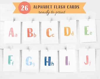 ABC Flash Cards, Educational Cards, A-Z Cards, Learn ABCs, Alphabet Flashcards, Kids Rainbow Colors Alphabet, DIGITAL DOWNLOAD