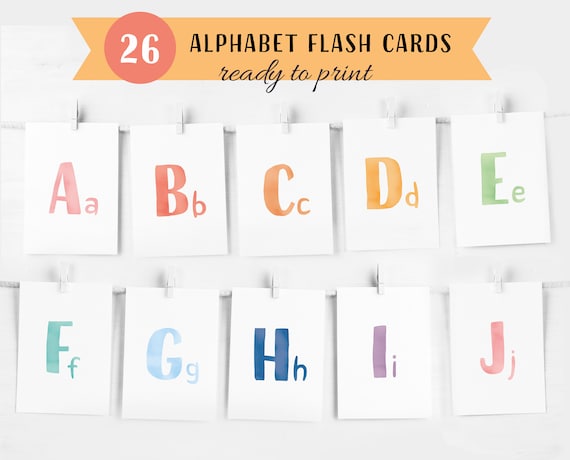 ABC Flash Cards, Educational Cards, A-Z Cards, Learn ABCs, Alphabet Flashcards, Kids Rainbow Colors Alphabet, DIGITAL DOWNLOAD