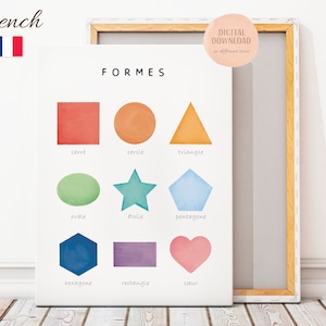 Französisches Lehrposter, Französische Klassenzimmer Drucke, Formen Poster, Spielzimmer Poster, Lernen Poster, Digitaler Download
