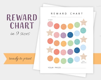 Reward Chart, Toddler Reward Chart, Reward Chart Printable, Kids Routine Chart, Printable Rainbow Reward Chart, DIGITAL DOWNLOAD