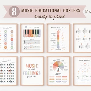 Music Education Printable Wall Art, Music Classroom Decor, Music Theory Posters, Piano Basic Chords Poster,  Music Prints, Digital Download