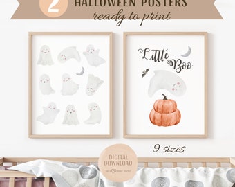 Halloween Ghost & Pumpkin Posters: Little Boo Print Set (Digital Download)