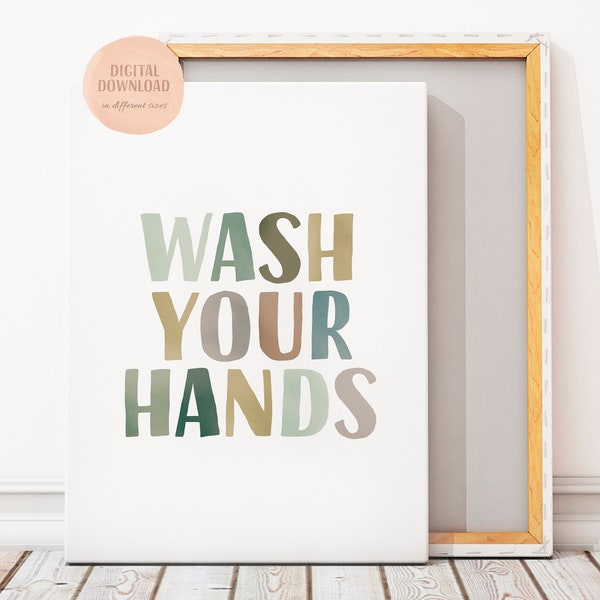 Wash Your Hands Print, Bathroom Poster, Printable Wall Art, Educational art, Baby Room Decor, Bathroom Rules Poster, DIGITAL DOWNLOAD