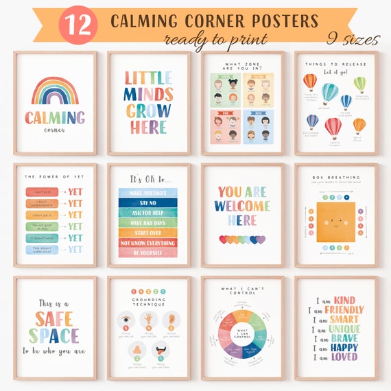 Calm Corner 12PCS Calming Corner Posters Emotions Chart Feelings Wheel ...