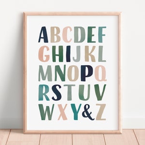 Poster alfabetico, Poster ABC, Poster educativi, Stampa ABC, Arredamento aula, Homeschool stampabile, Arredamento sala giochi, Download digitale